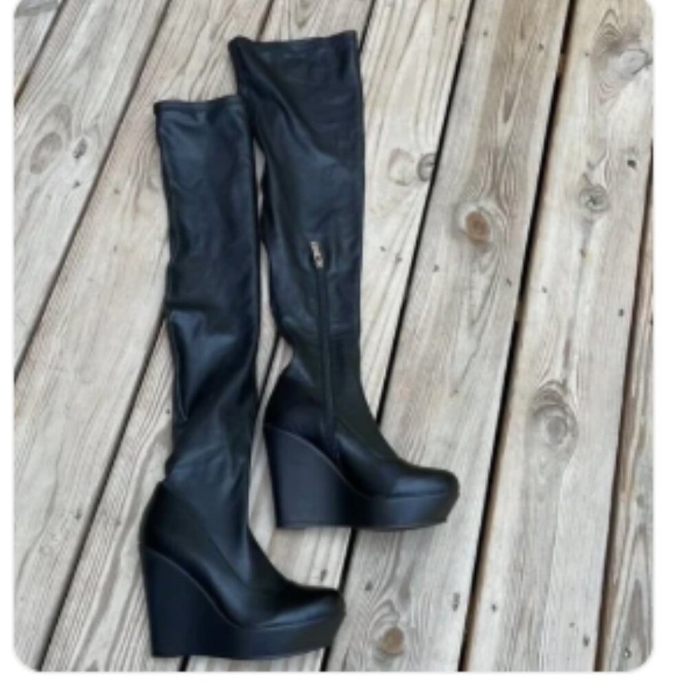 NWOT Azalea Wang None Of Your Business Black Over-the-Knee Platform Boot SZ 7.5 - Picture 8 of 14